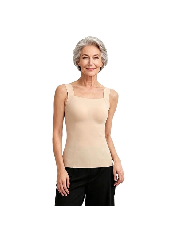 Maggie's Tanks with Built in Bra, Women's Square Neck Comfort Bra Tank Top, Seamless Wireless Support Cami Comfort