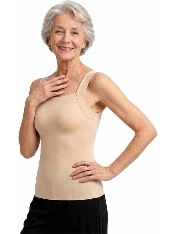 Maggie's Tanks with Built in Bra, Women's Square Neck Wireless Bra Cami, Seamless Soft Support Tank Top