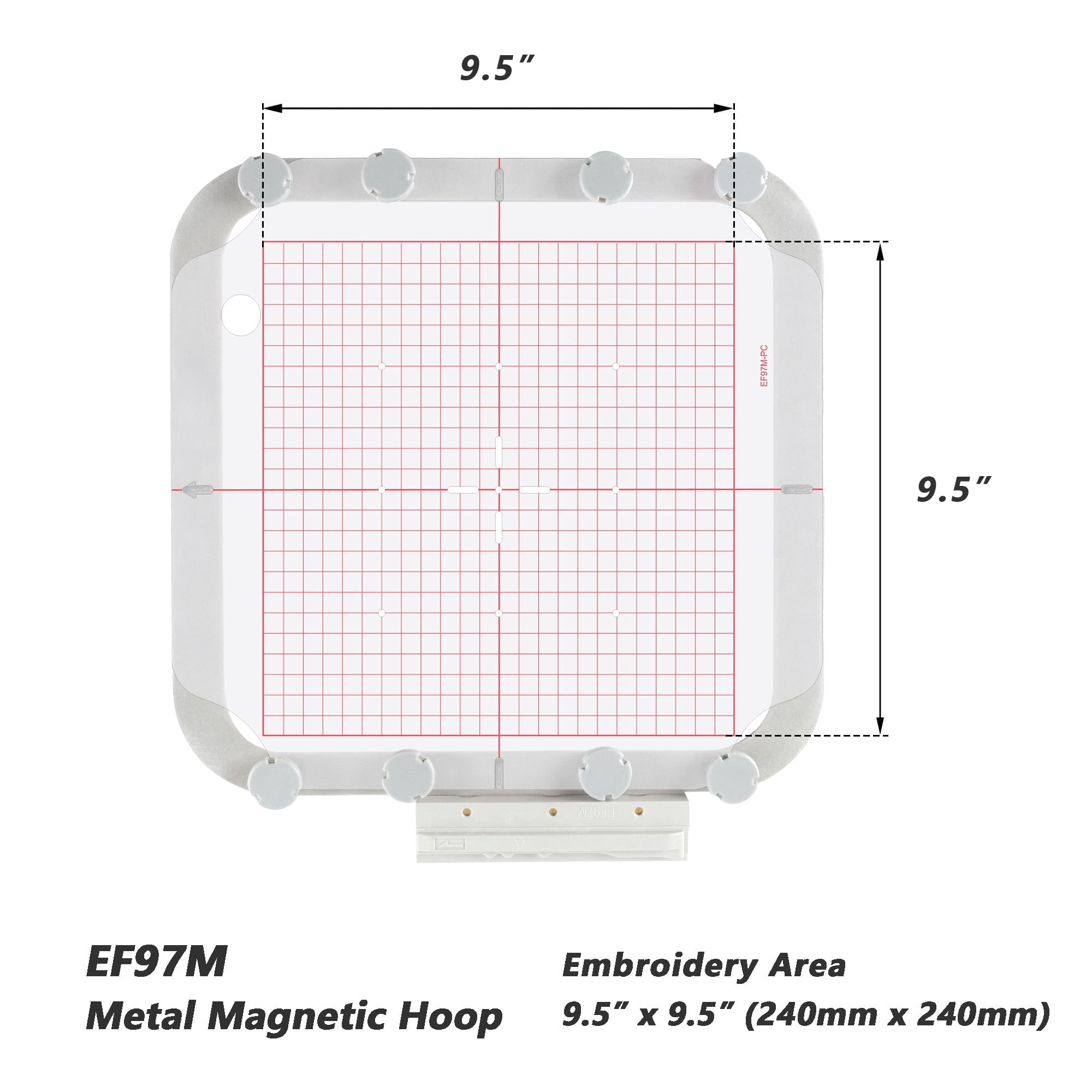 MaggieFrame Magnetic Embroidery hoop 9.5x9.5 inch for Brother/Babylock Embroidery Machine,Babylock Destiny (BLDY) Sewing Machines(240x240mm-EF97M)