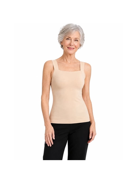 Maggies Tanks Built in Bra for Women Sleeveless Wide Strap Camisole,Soft Smoothing Comfort Bra Tanktop