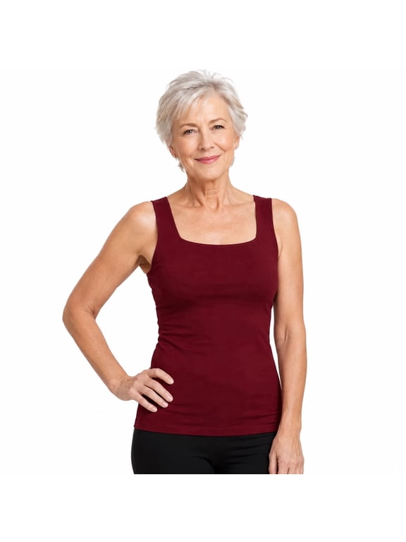 Maggies Tanks Built in Bra for Women Sleeveless Wide Strap Camisole,Soft Smoothing Comfort Bra Tanktop