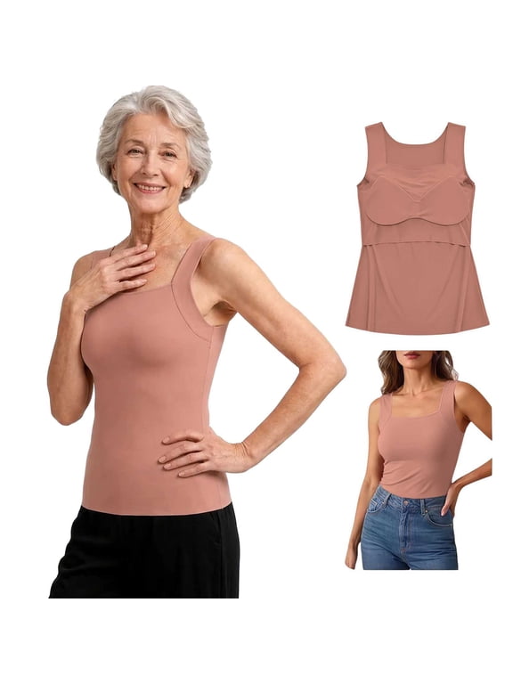 Tanks for Women,TNMLLD'S Tanks Built-In Bra Comfort Shaper Tank