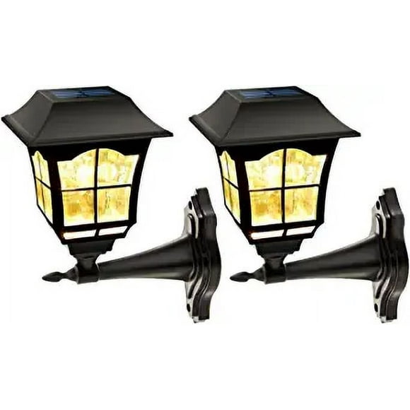 Maggift 2 Pack Solar Wall Lantern Outdoor Christmas 15 Lumens Solar Lights Wall Sconce Led Light Fixture with Wall Mount Kit