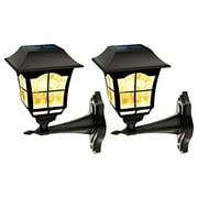 Maggift Christmas Lights, 2 Pack Solar Lanterns for Independence Day Party Decoration, Outdoor LED Wall Sconce with 15 Lumens and Mounting Kit