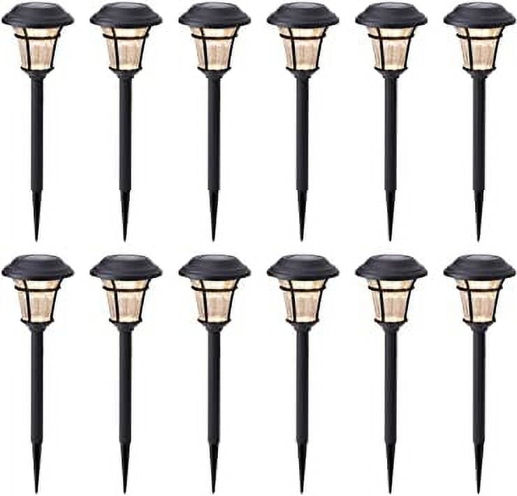 Black Solar LED Pathway Lights with Clear Bulbs, 12 Pack