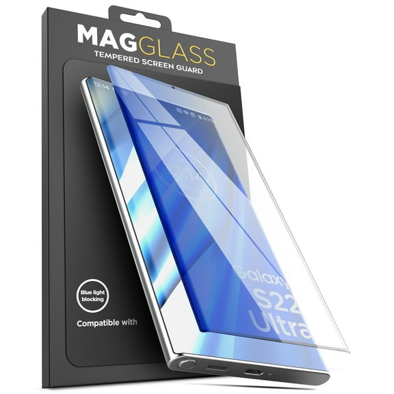 Magglass Blue Light Blocking Screen Protector Designed for Samsung Galaxy S22 Ultra Tempered Glass Display Guard (Anti-Bluelight for Reduced Eye Fatigue)