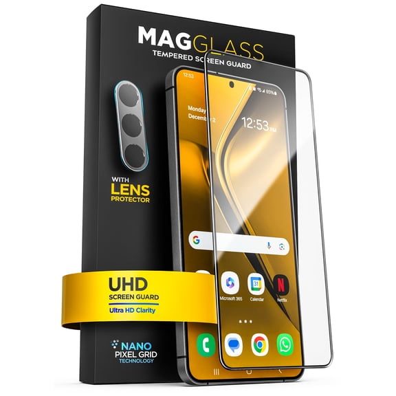 Magglass Designed for Samsung Galaxy S25 Plus Tempered Glass Screen Protector [Fingerprint Compatible] with Camera Lens Guard (Applicator Included)