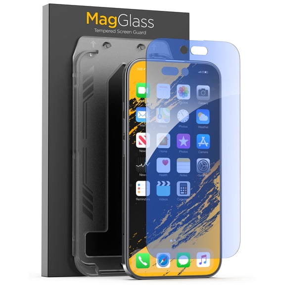 Magglass Designed for iPhone 15 Pro Screen Protector Blue Light Blocking, Tempered Glass Screen Guard (Applicator Included)
