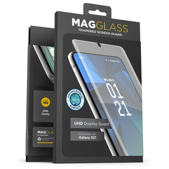 Encased Magglass Samsung Galaxy S21 Tempered Glass Screen Protector Clear Anti-Bubble UHD Screen Guard