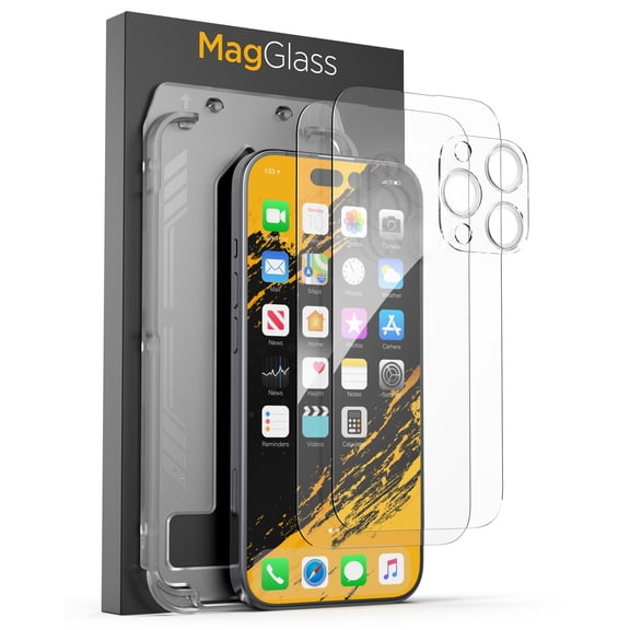 Magglass Tempered Glass Designed for iPhone 15 Pro Max Screen Protector & Camera Lens Protector (Applicator Included) 2 Pack