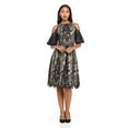 thumbnail image 1 of Maggy London Women's Chantilly Lace Cold Shoulder Fit & Flare, Black, 4, 1 of 1