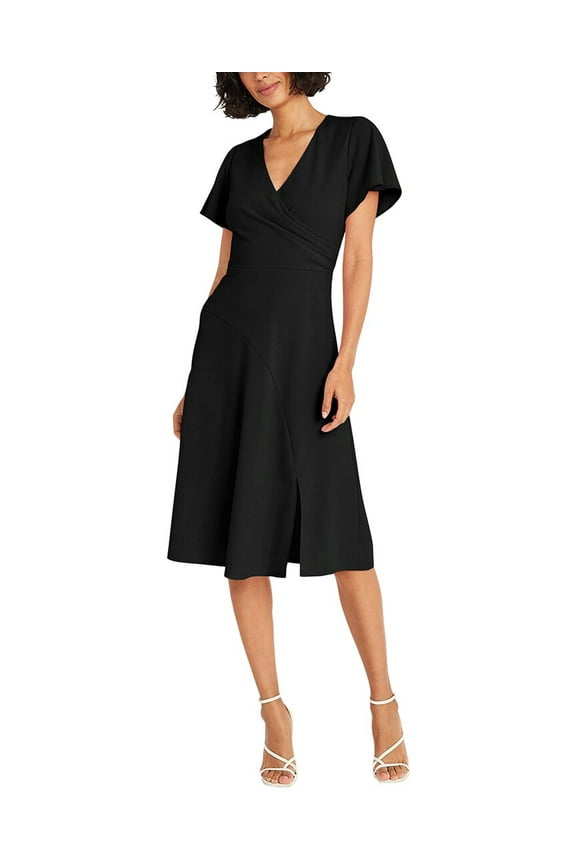 womens Midi Dress, 0, Black