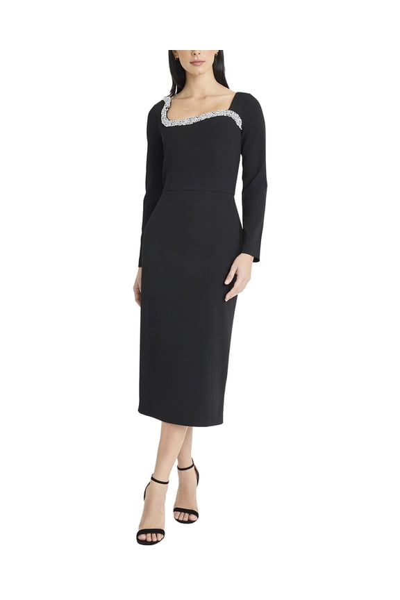 womens Midi Dress, 2, Black