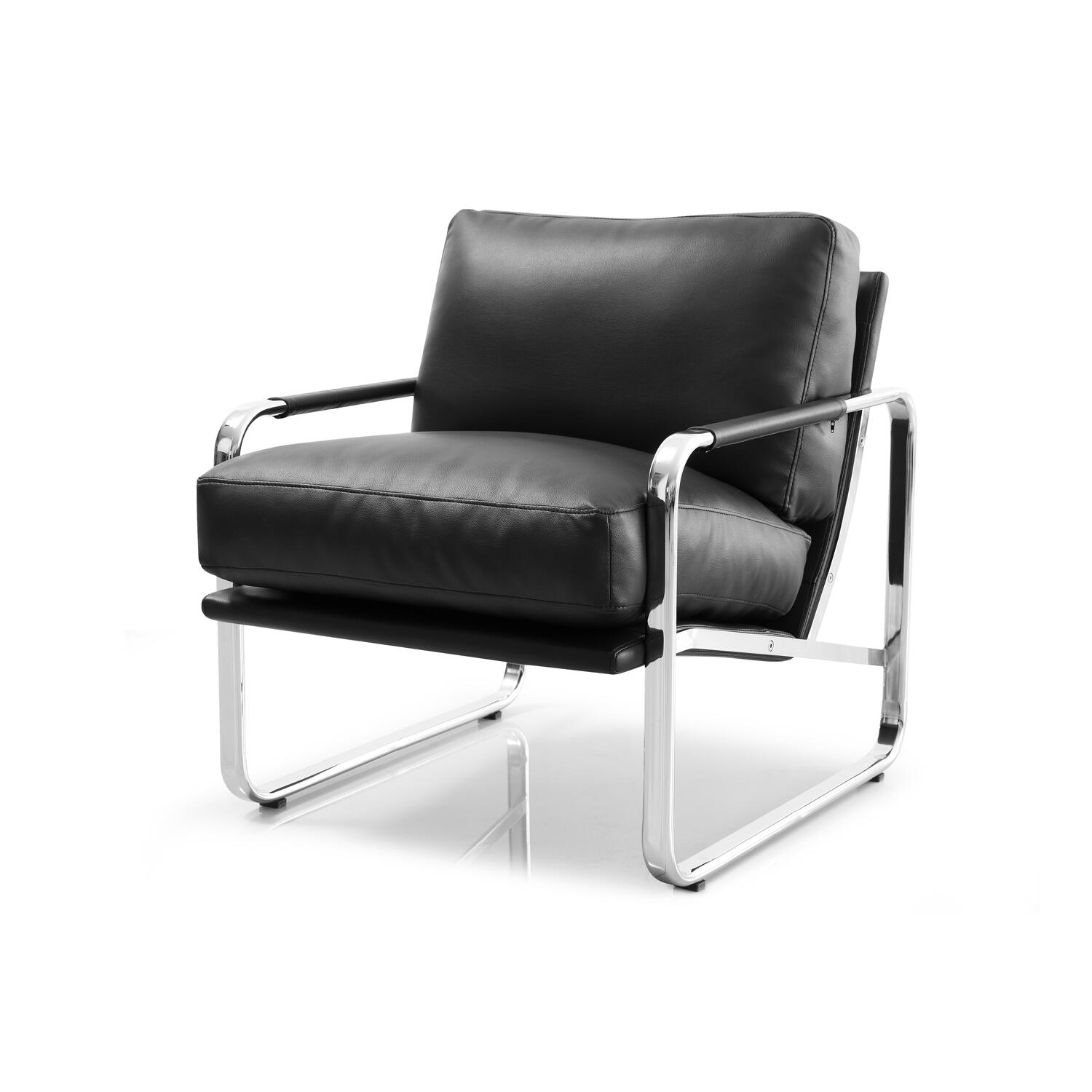 Magi Chair, Faux Leather-Color:Black,Finish:Chrome - Walmart.com