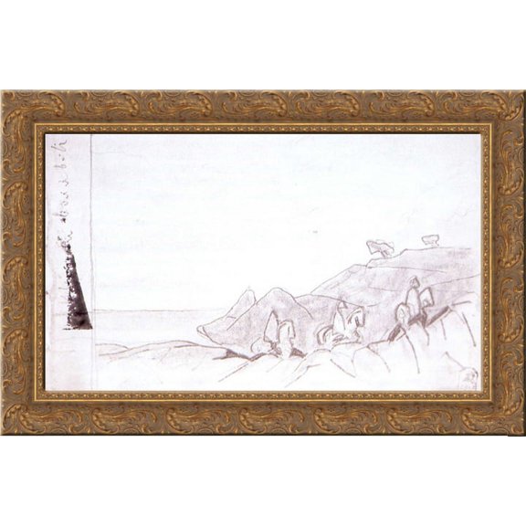 Magi procession 24x18 Gold Ornate Wood Framed Canvas Art by Nicholas Roerich