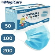 MagiCare Kids Disposable Face Masks - Youth Ages 4-12 - Small Face Masks For Children - Soft, Comfortable, Breathable Face Masks - 1 Box 50PCS