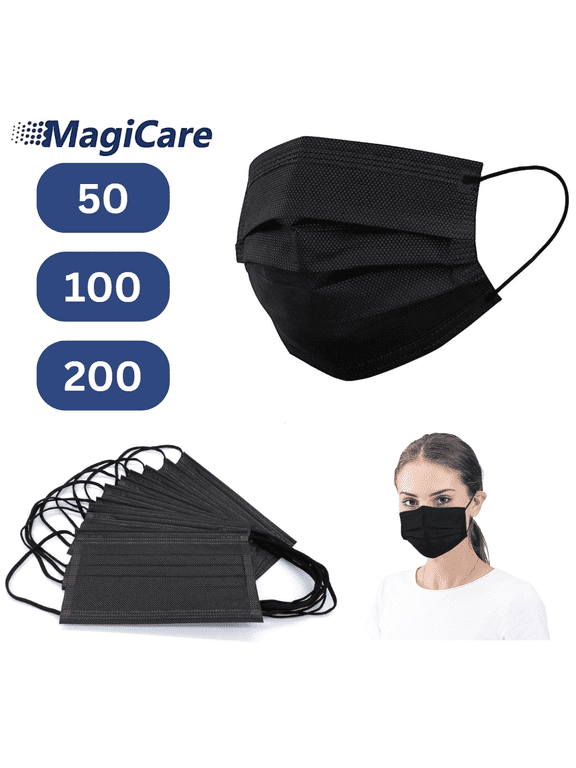 Protective Black Face Masks - Breathable Face Mask for Adults - 200ct