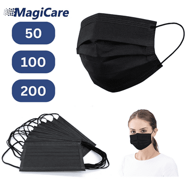 MagiCare Protective Black Face Masks - Breathable Face Mask for Adults - 200ct
