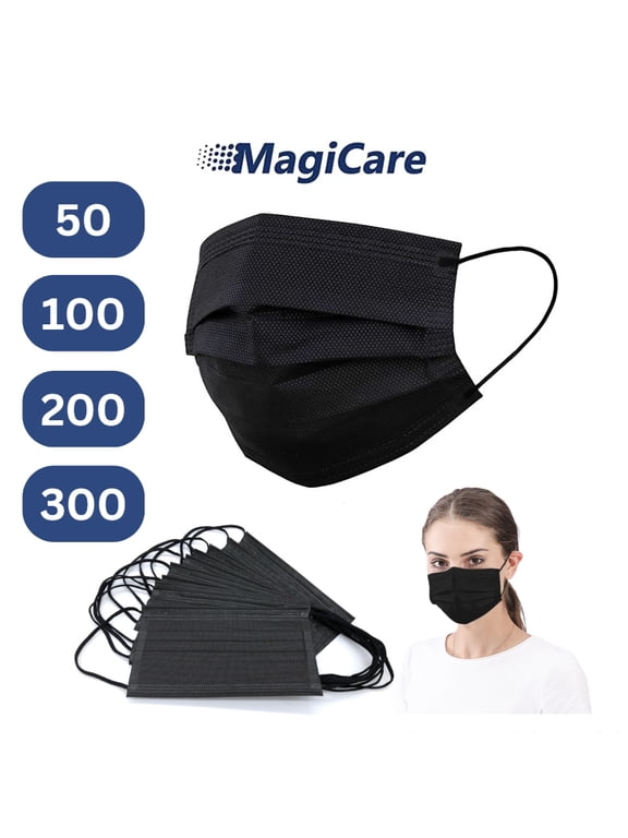 Protective Black Face Masks - Breathable Face Mask for Adults - 50ct