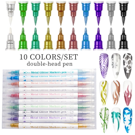 Magiart Waterproof Nail Art Pen, 12 Colors Nail Art Pens Set, 2026 New Nail Marker, Fine Tip Nail ArtS Pen 0.5mm, Waterproof and Quick-Drying Nail, For Polishing Dotting Painting Liner DIY 10PC