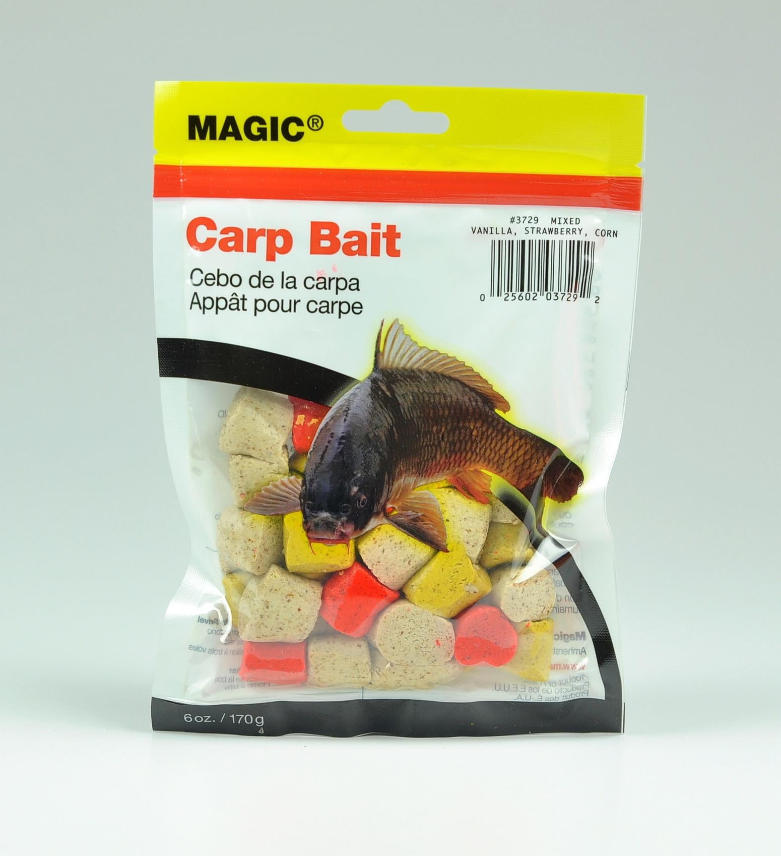 Magic 3729 Carp Bait, Preformed,6oz Bag,Mixed Vanilla,Strawberry,Corn-NEW