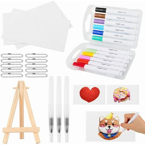Magic 3D Foam Texture Painting Kit, NOGIS Magic Puffy Paint, 3D Drawing Canvas Sponge, Puffy Popcorn Texture Painting Kit, DIY Bubble Drawing Pens Art Supplies (Rectangle)