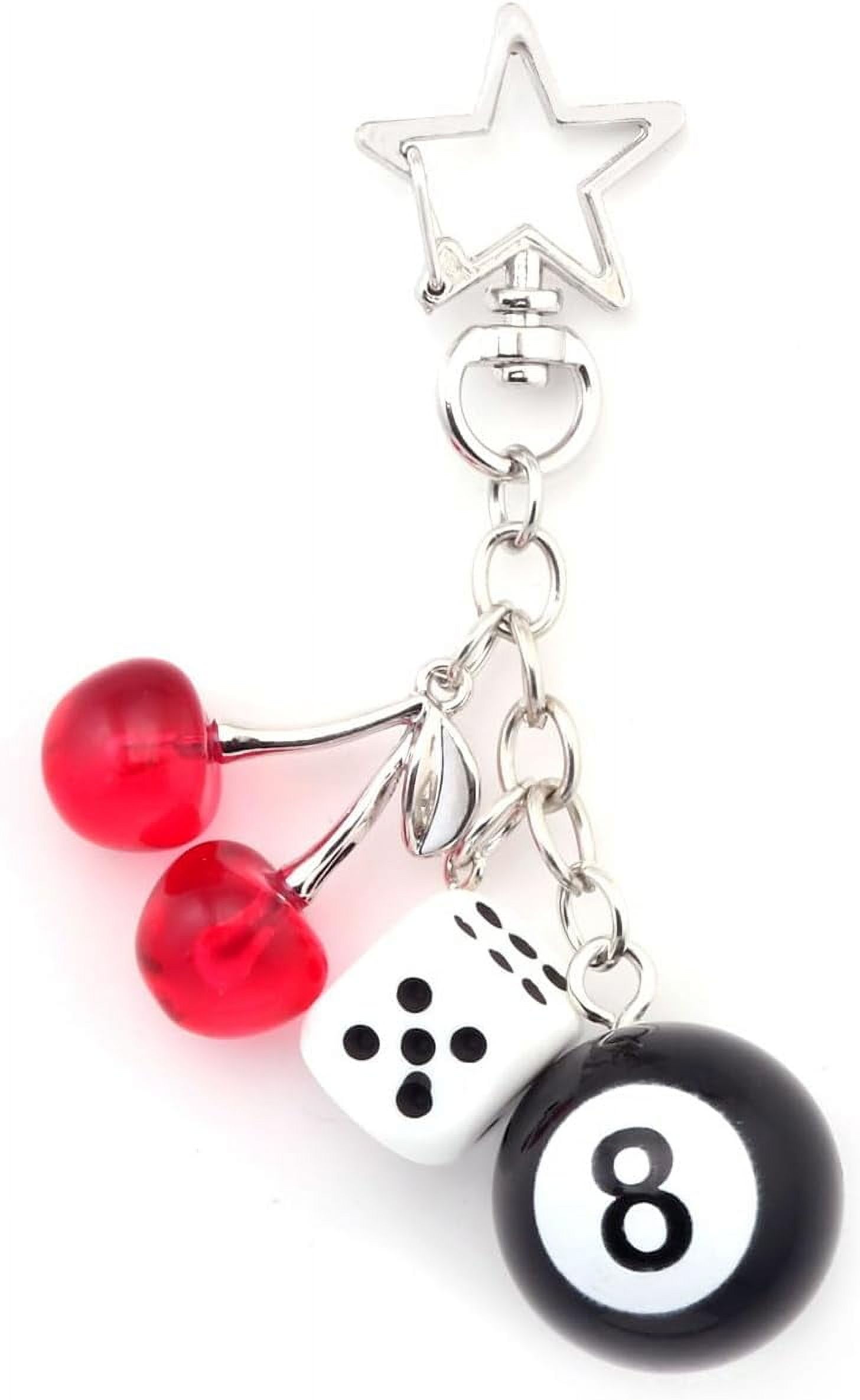 2 Porte-Clés Charme 8-Ball Et Dés - Résine Et Alliage - 13 Cm - Pour Sac à Dos, Sac à Main, Cadeau