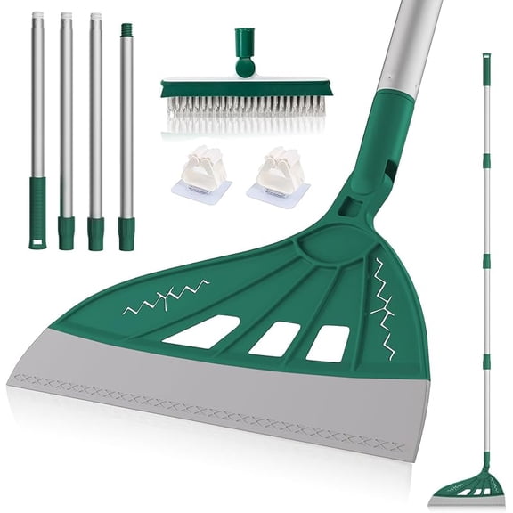 Magic Air Broom Household Silicone Broom for Floor Cleaning, Multifunctional Floor Squeegee with 60’’ Aluminum Adjustable Handle, Pet Hair for Glass, Fine Dust, Hair, Liquids (Blue)