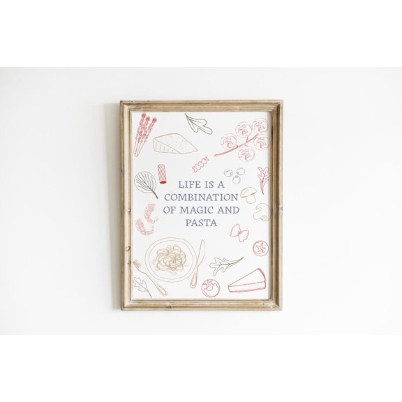 Magic And Pasta Whimsical Kitchen Poster, Unframed Size 16x24