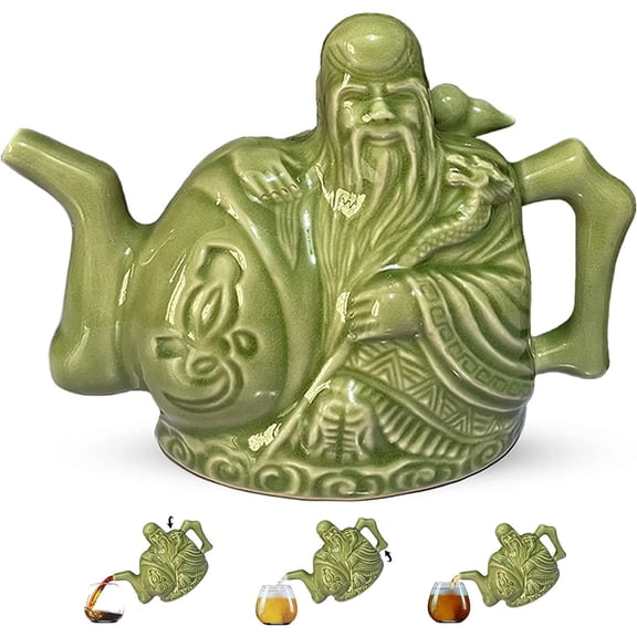 Magic Assassins Teapot, Handmade Chinese Ceramic Tea Kettle, One Pot Three Drinks,Two Hearts Teapot, Drink Dispenser,16oz