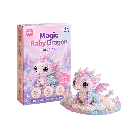 Magic Baby Dragon DIY Bead Craft Kit for Kids Ages 6 and Up Creative Pearl Assembly Set for Handmade Dragon Model Building