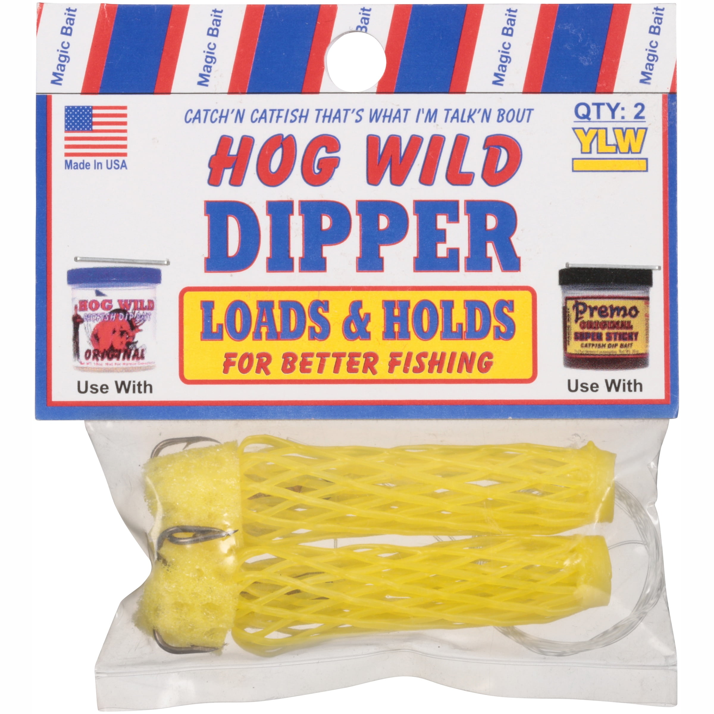 Magic Bait, Hog Wild Dipper Fishing Hooks, Yellow, 2ct 