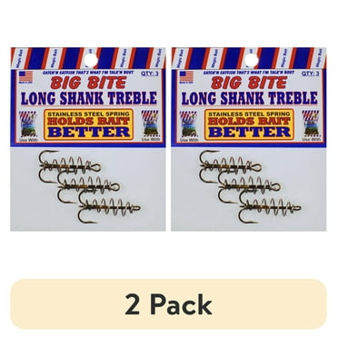 (2 pack) Magic Bait Long Shank Treble SS Spring Catfish Dough Bait Fishing Hook, 3ct