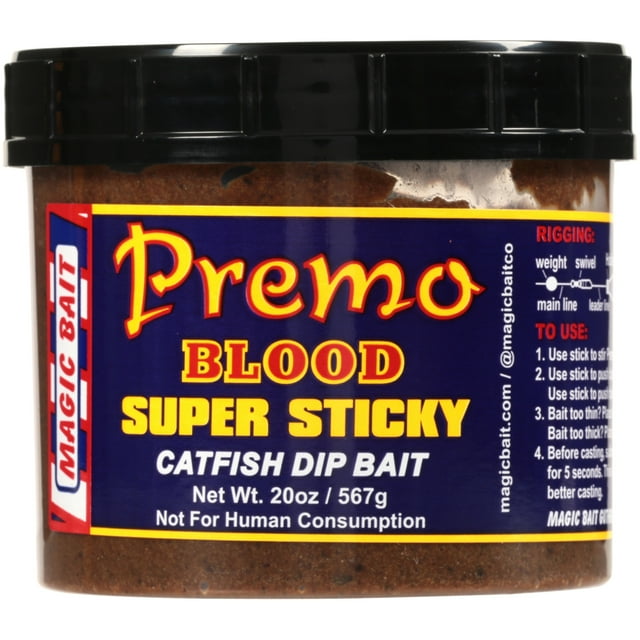 Magic Bait, Premo Blood Super Sticky Catfish Dip Bait, 20 oz