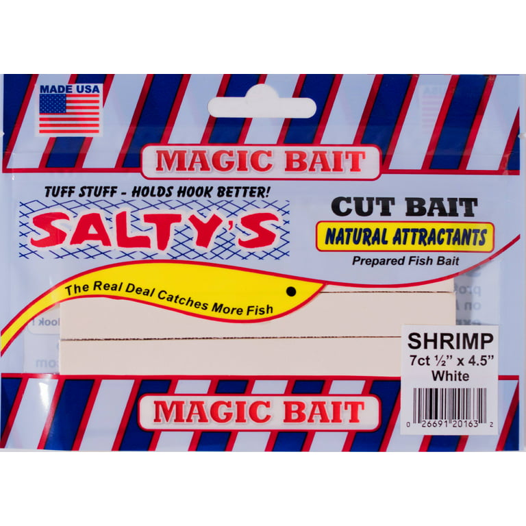 Magic Bait Salty's Shrimp Cut Fishing Bait, White, 1/2 x 4 1/2, 7 Count,  SW-63 