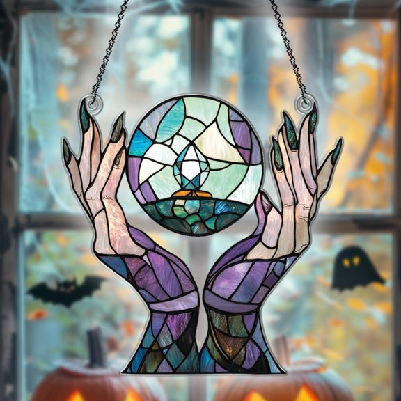 Magic Ball Acrylic Suncatcher Ornament, Witch Window Hanging, Christmas Halloween Decor For Witch's Lovers Gift, Witchcraft Lover's Gift