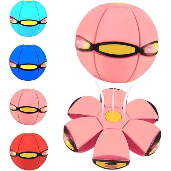 Magic Ball, Magic Meta Ball, Magic Metaball Flying Saucer, Time Delay Transformation Magic Bouncy Ball with 6 Light, Parent Interaction (Light Pink)