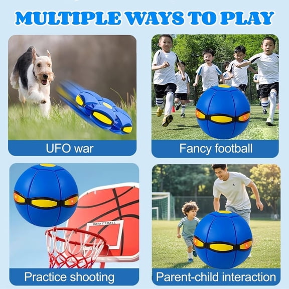 Magic Ball, Magic Meta Ball, Magics Bouncing Balls, Dual Form Freely Switchable, Magics Bouncing Balls with 6 Light, Interactive Suitable for Indoor & Outdoor Use (Blue)