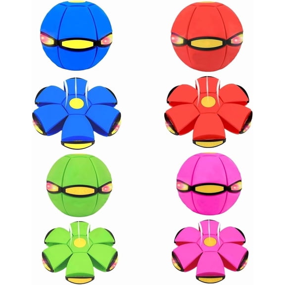 Magic Ball, Magic Metaball, Bouncing Ball, Interaction Magic Flying Saucer, Dual Form Freely Switchable with 6 Light, Suitable for Indoor & Outdoor Use (4PC)