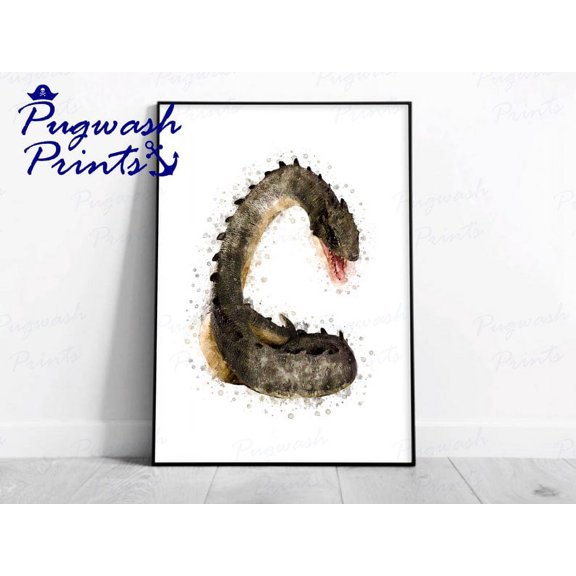 Magic Beasts Basilisk Watercolour Splash Art, Fantasy Character Poster