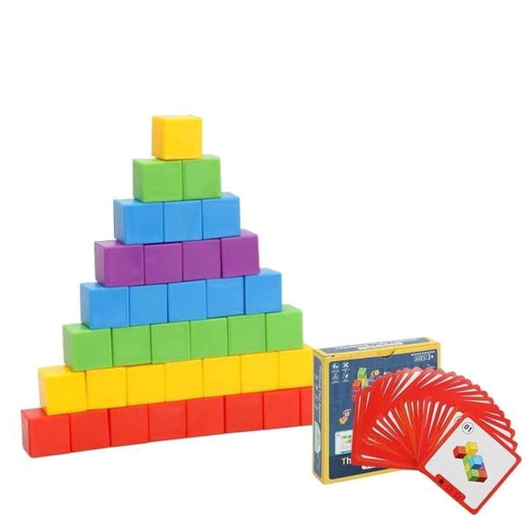Magic Block Puzzle Toy Montessori Spatial Logical Thinking Training Game Rainbow Stacking Blocks Math Educational Toys For Kids