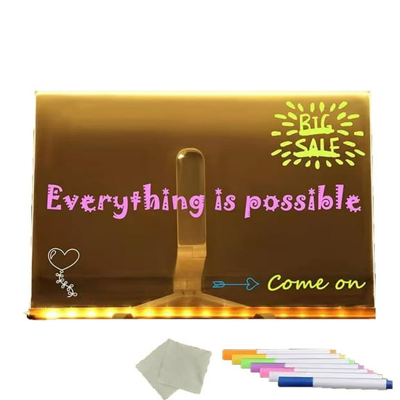 Magic Board - Magic Drawing Board, Creative Magic Light Writing Board with Adjustable Holder and 7 Colorful Pens for Room/Store/Office/Festival/Gift