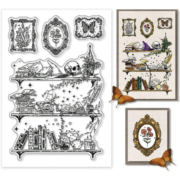 Magic Book Clear Stamps Mystery Learning Transparent Silicone Stamp Study Theme Seal Postcard Stamp for Scrapbooking Journal DIY Card Making Craft Photo DIY Album Decoration Gift Tags for diy