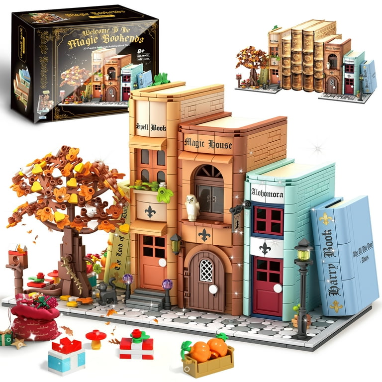 Magic Bookends Building Compatible with Lego, for BookNook