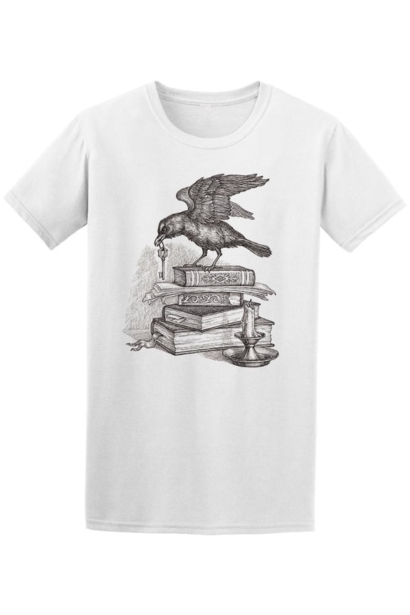 Magic Books Black Raven With Key T-Shirt Men -Image by Shutterstock, Male Small