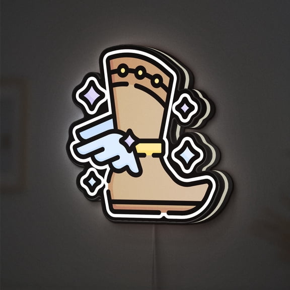 Magic Boot 3D Novelty Light Box, Fantasy Fairy Tale Light Featuring Flying Boots and Wings Scene for Storytelling and Kids' Rooms (Width 8 inch, 20cm)