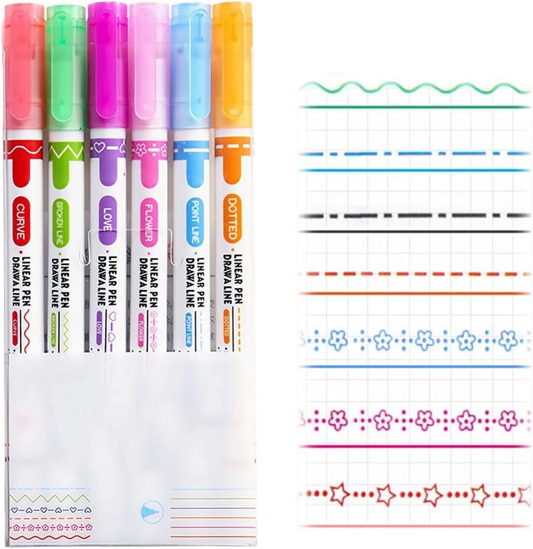 Note Card With Pen Magic Border Pen, 2025 New Dual Tip Pens with 6 Different Curve Shapes ...