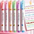 thumbnail image 1 of Magic Border Pen, Curve Highlighter Pens Set, Fun Pens Different Shapes, 6 Color Curve Pens Highlighters Markers, Magic Changing Color Markers, 1 of 8