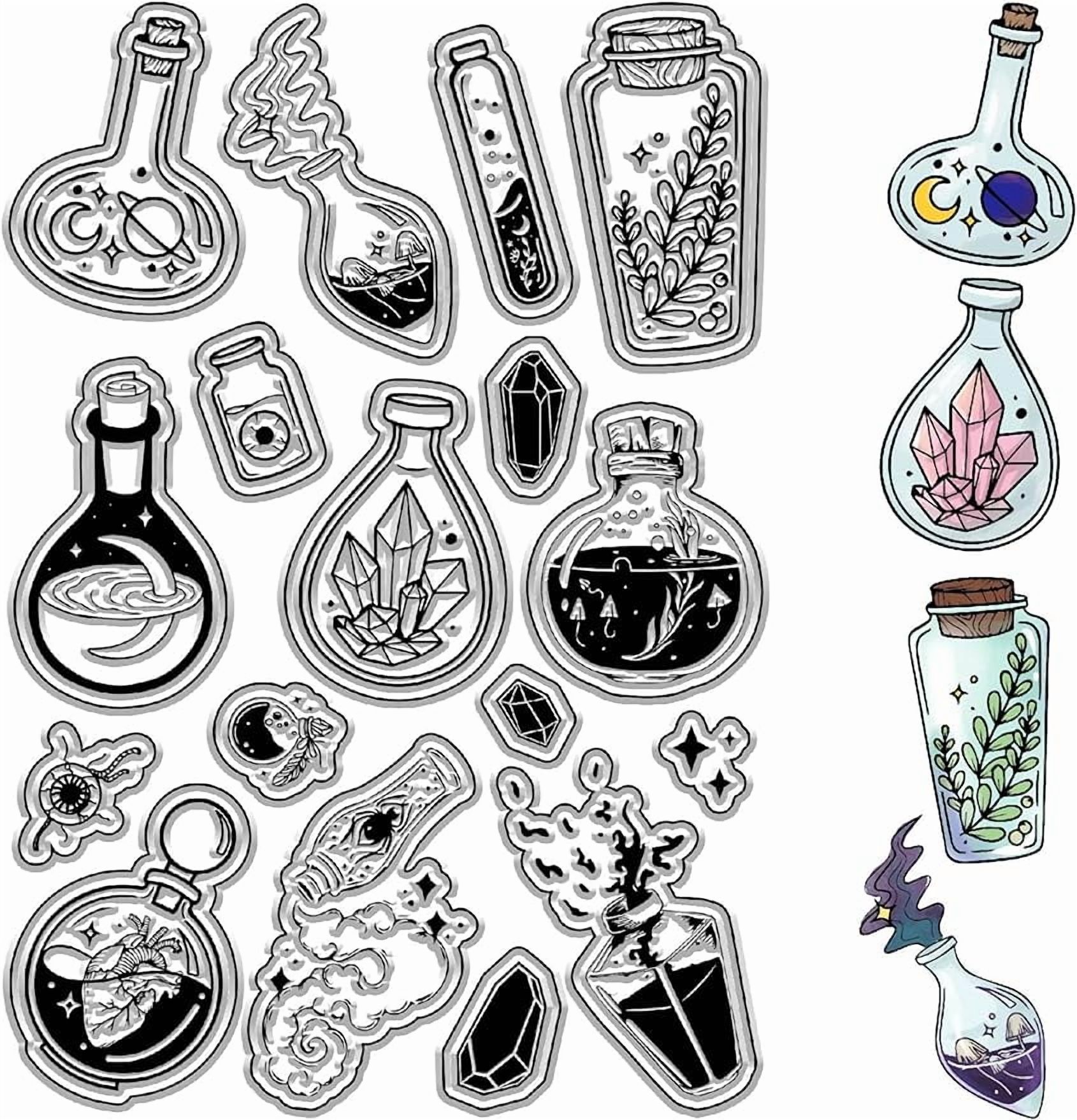 Magic Bottle Clear Stamps Moon Stars Crystal Reusable Retro Transparent ...