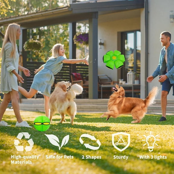 Magic Bouncing Ball, Magic Meta - Balls for Dog, Bouncing Ball, Flying Saucer Bouncy Balls, Interaction, Dual Form Freely Switchable, Doggy Disc with 3 Light